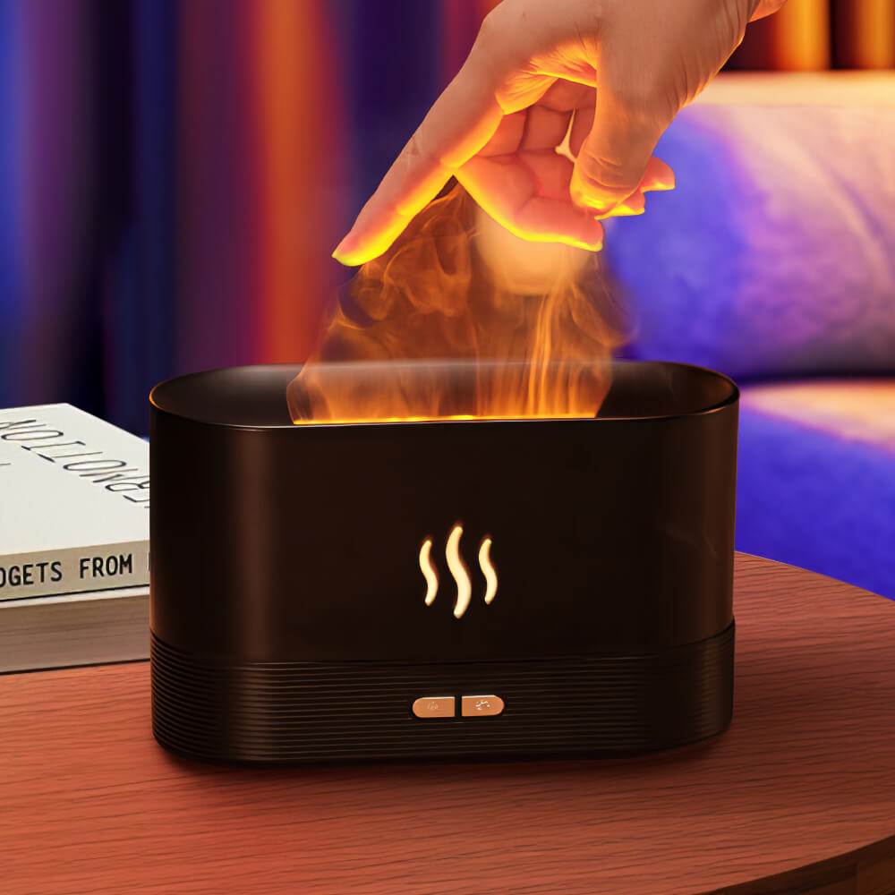 Flame Effect Aroma Diffuser with 7-Color Light and Auto Shut-Off