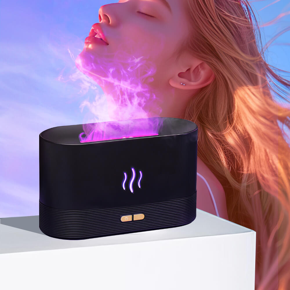 Flame Effect Aroma Diffuser with 7-Color Light and Auto Shut-Off