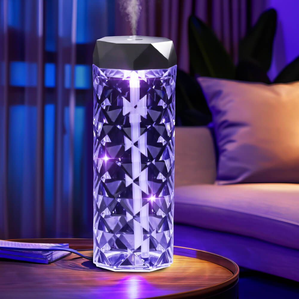 Crystal-Style USB Cool Mist Humidifier with LED Light Effects