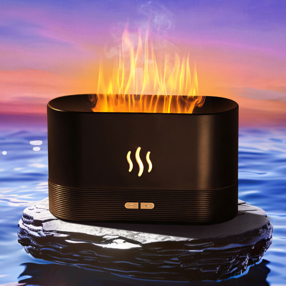 Flame Effect Aroma Diffuser with 7-Color Light and Auto Shut-Off