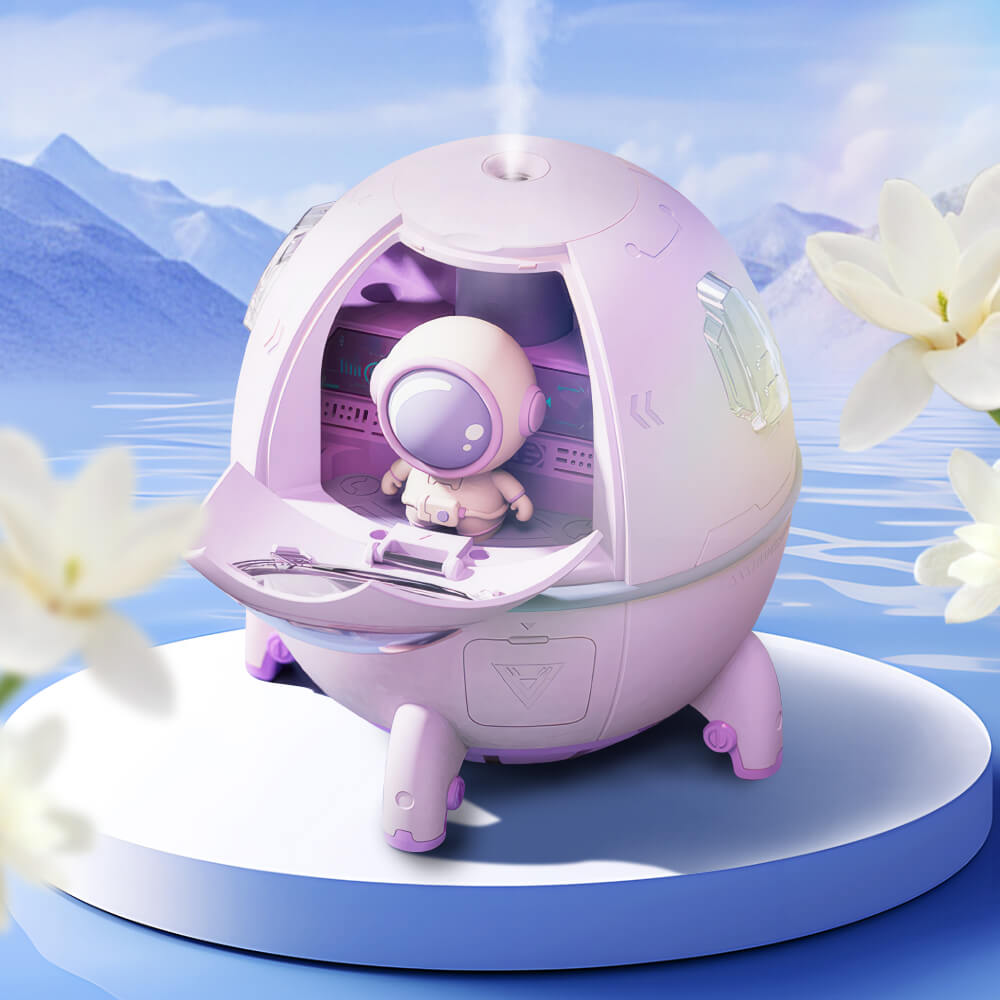 Space Capsule Cool Mist Humidifier with LED Light and Dual Spray Modes