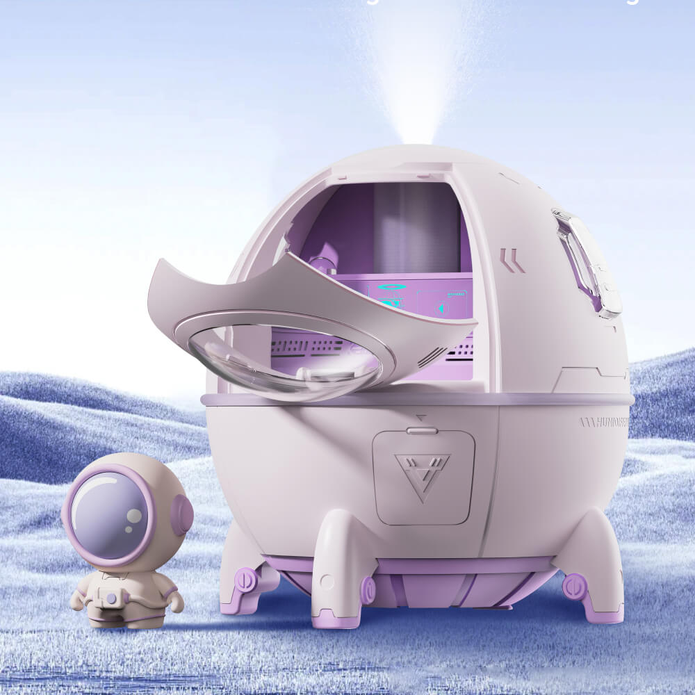 Space Capsule Cool Mist Humidifier with LED Light and Dual Spray Modes