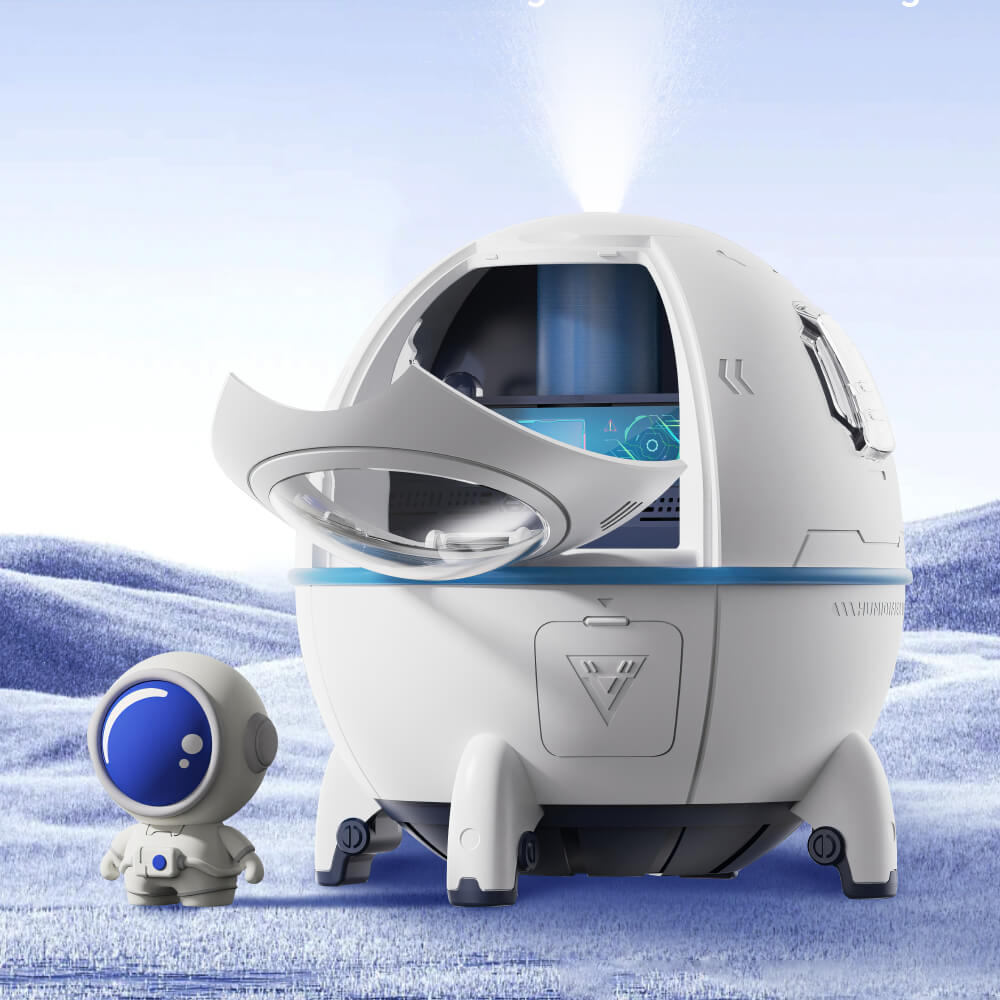 Space Capsule Cool Mist Humidifier with LED Light and Dual Spray Modes