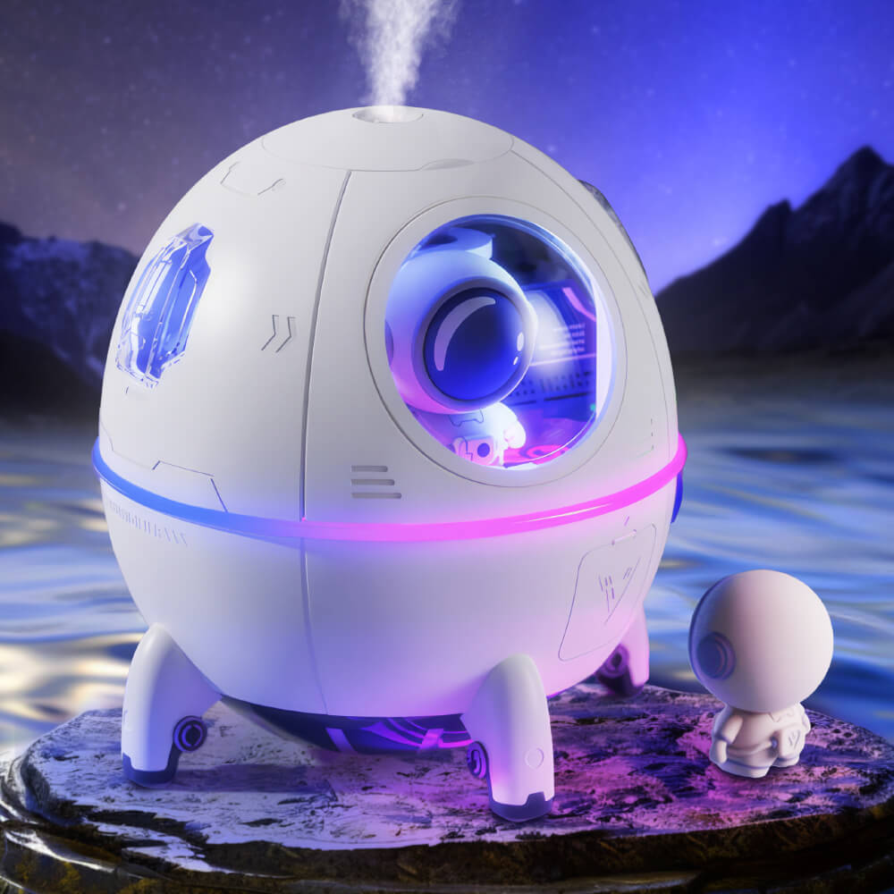 Space Capsule Cool Mist Humidifier with LED Light and Dual Spray Modes
