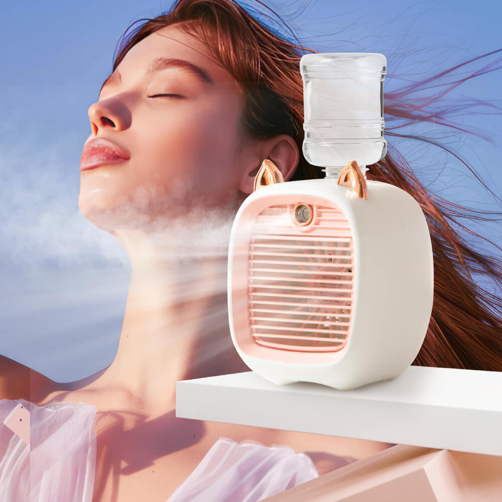 USB Misting Fan & Humidifier – Desktop Air Cooler with 3 Speeds