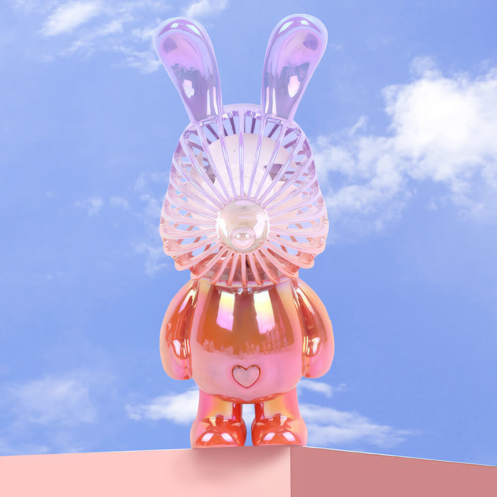 Handheld USB Fan with Rabbit Ears – Compact 3-Speed Rechargeable