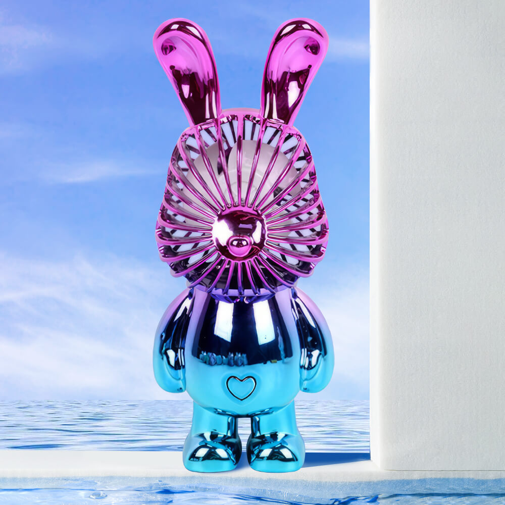 Handheld USB Fan with Rabbit Ears – Compact 3-Speed Rechargeable
