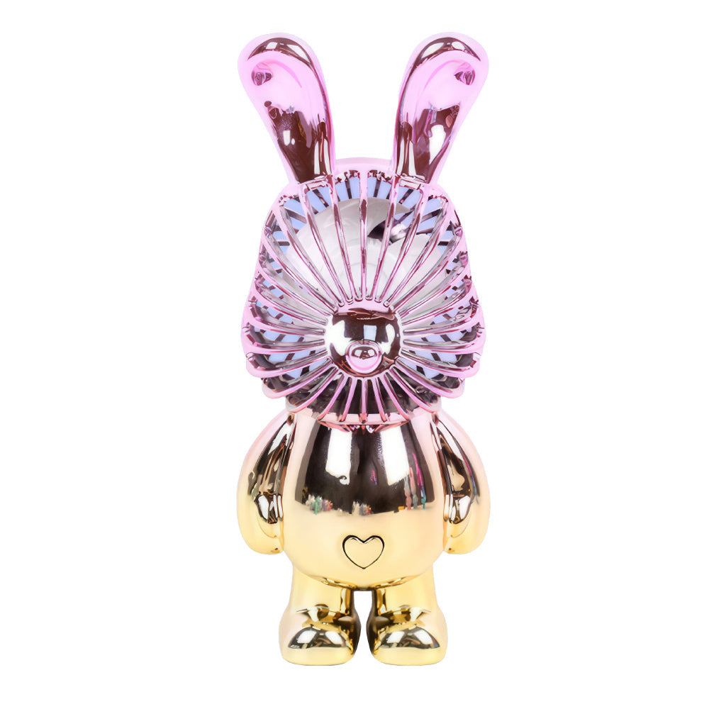 Handheld USB Fan with Rabbit Ears – Compact 3-Speed Rechargeable