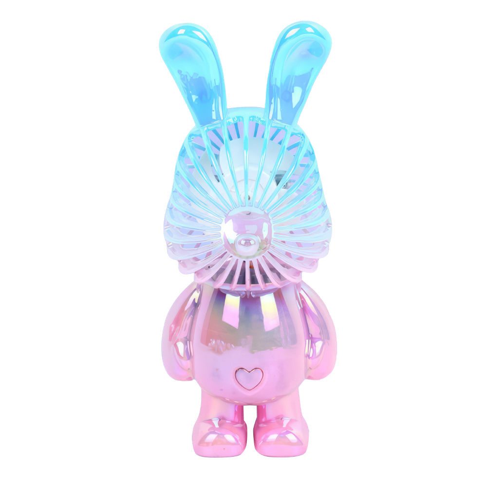Handheld USB Fan with Rabbit Ears – Compact 3-Speed Rechargeable