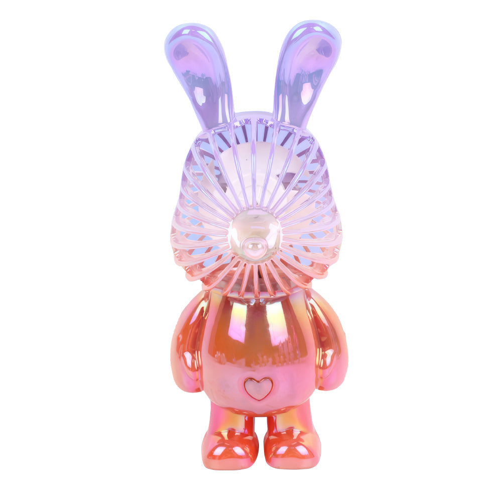 Handheld USB Fan with Rabbit Ears – Compact 3-Speed Rechargeable