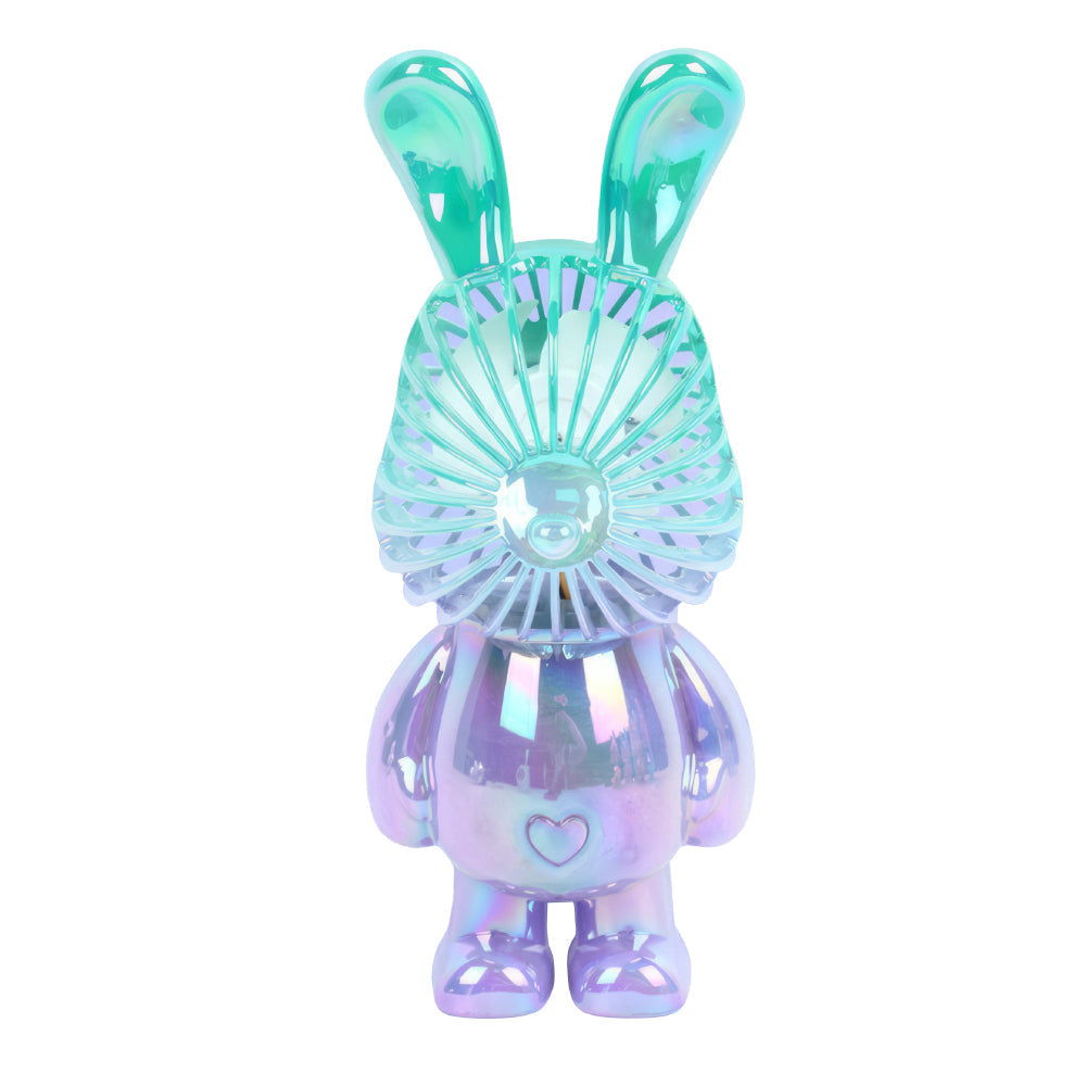 Handheld USB Fan with Rabbit Ears – Compact 3-Speed Rechargeable