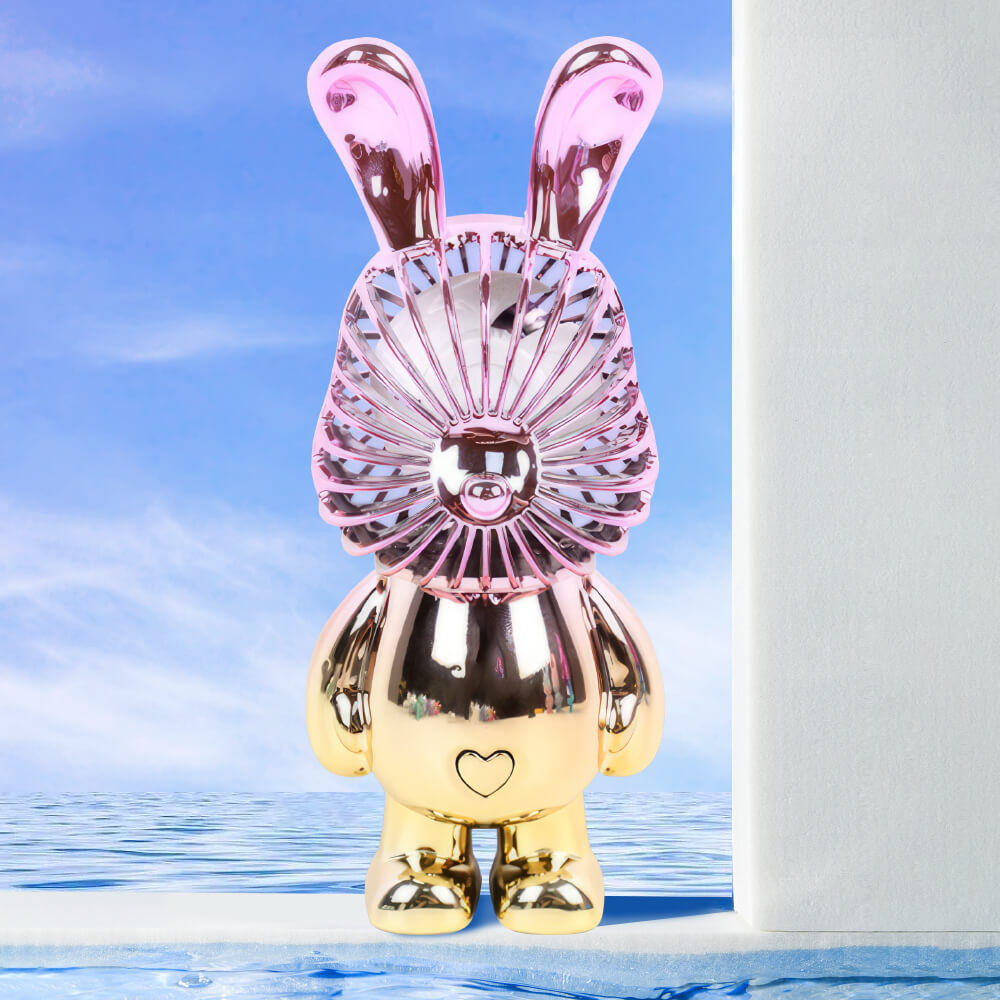 Handheld USB Fan with Rabbit Ears – Compact 3-Speed Rechargeable