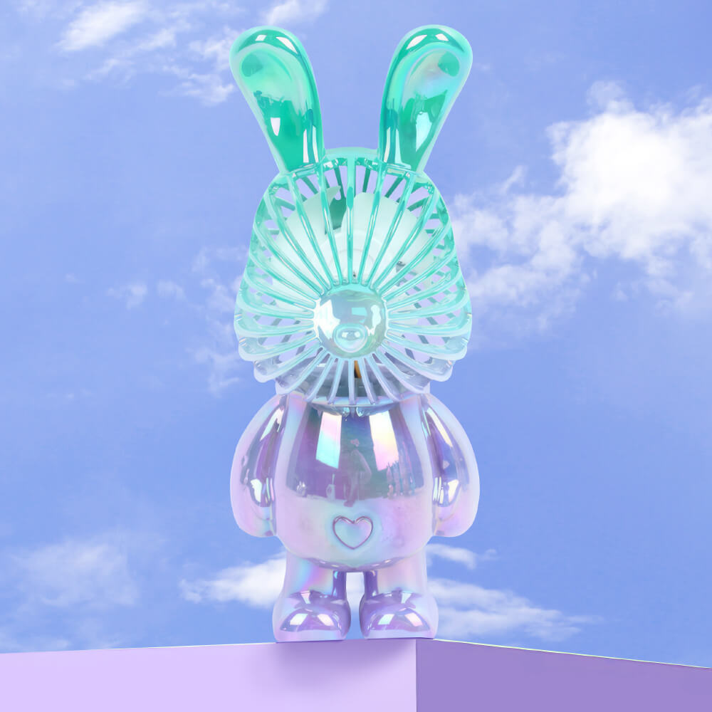 Handheld USB Fan with Rabbit Ears – Compact 3-Speed Rechargeable