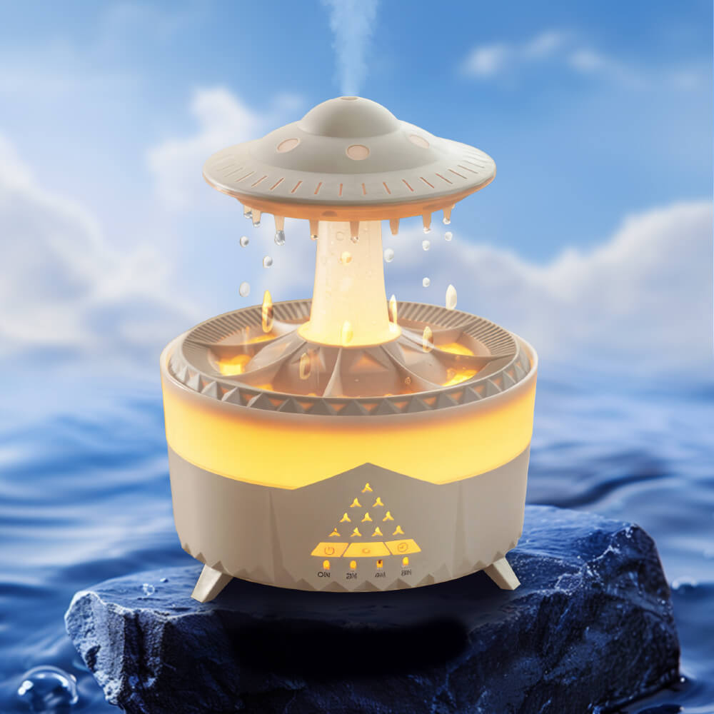 Raindrop Ultrasonic Humidifier and Aromatherapy Diffuser with LED Mood Lights
