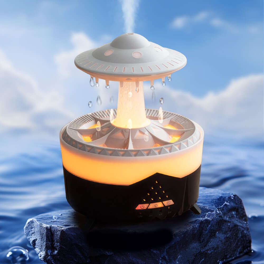 Raindrop Ultrasonic Humidifier and Aromatherapy Diffuser with LED Mood Lights