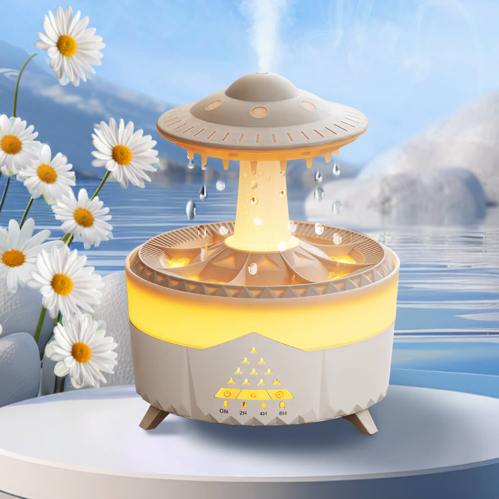 Raindrop Ultrasonic Humidifier and Aromatherapy Diffuser with LED Mood Lights